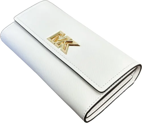 Vista 2 de Michael Kors Jet Set Mimi - Cartera Continental de cuero con solapa grande, Blanco óptico, Cartera con solapa