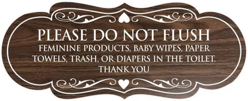 Vista 61 de Signs ByLITA Designer Please Do Not Flush Etiqutte Letrero (negro) - Pequeño 1 paquete