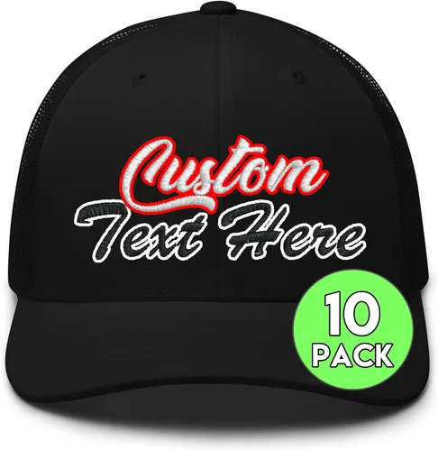 Vista 5 de Paquete de 10 gorras de malla a granel personalizadas con texto y logotipo para hombres y mujeres