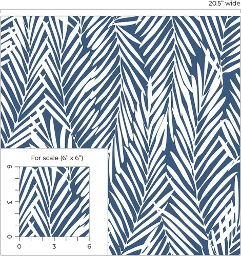 Vista 9 de NextWall Stacy Garcia Home Mod Palm Peel and Stick Papel pintado (azul costero)