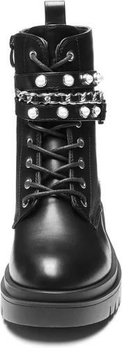 Vista 4 de DREAM PAIRS Botas de combate de plataforma de moda para mujer, con cordones, suela gótica, botines al tobillo