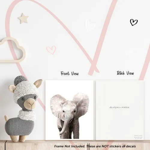 Vista 5 de Designs by Maria Inc. Juego de 4 fotos de animales sin marco, decoración de guardería de safari de bebé, arte de pared de animales del bosque