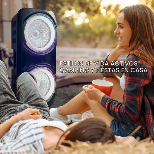 Vista 8 de QFX PBX-2012 Dual 12 "Bluetooth portátil recargable Karaoke PA altavoz fuerte partido con luces LED círculo