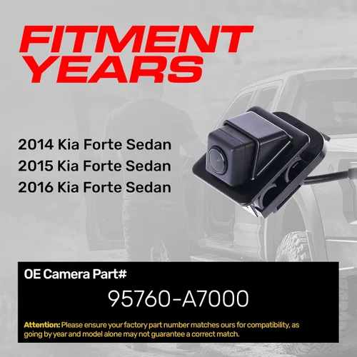 Vista 2 de Master Tailgaters Repuesto para Kia Forte Sedan (2014-2016) Cámara de respaldo OE Parte # 95760-A7000