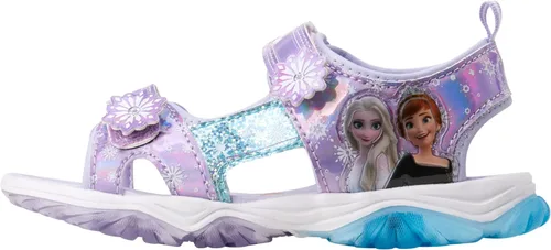 Vista 4 de Disney Sandalias para niñas, Frozen o Minnie Mouse con doble correa iluminada (niñaniña)