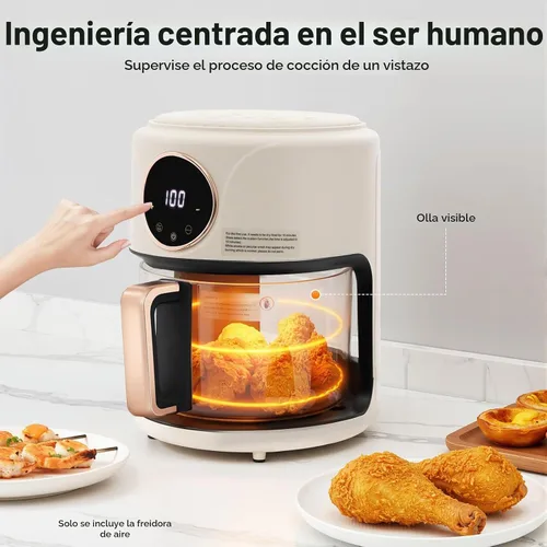Vista 5 de Freidora de aire, cuenco digital ClearCook de 4.44 cuartos de galón con ventana visible, parrilla de acero inoxidable, cesta antiadherente y apta