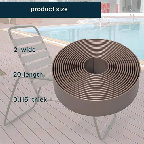 Vista 3 de KOMORAX Adobe - Correa de vinilo para silla de 2 pulgadas de ancho y 20 pies de largo, para patio, césped, jardín, muebles de exterior, acabado mate