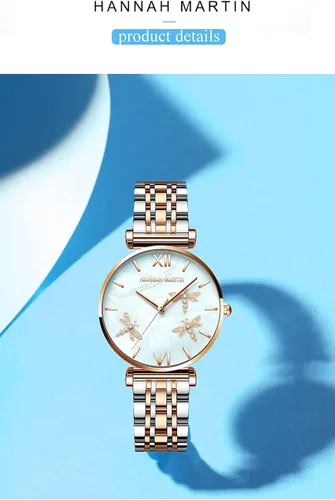 Vista 8 de Hannah Martin - Reloj de libélula para mujer vestido de lujo de cuarzo para mujer caja de embalaje de regalo para mujer