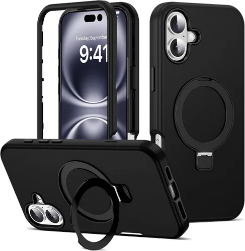 Vista 31 de Funda compatible con iPhone 13 y 14 de 6.1 pulgadas con soporte de anillo magnético [protección militar contra caídas] [compatible con Mag-Safe]
