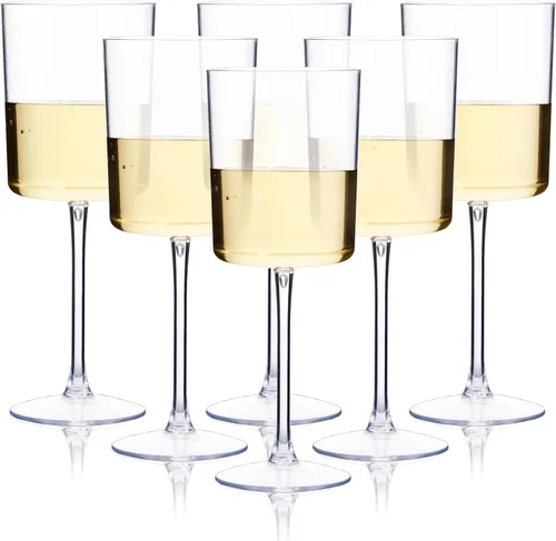 Vista 11 de Ciaell Paquete de 12 copas de vino de plástico, copas de vino de plástico