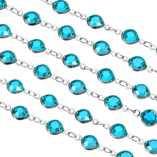 Vista 13 de uxcell Cadena de diamantes de imitación negros de 5 yardas a granel con cadena de latón chapada en plata para hacer joyas, manualidades, pulseras