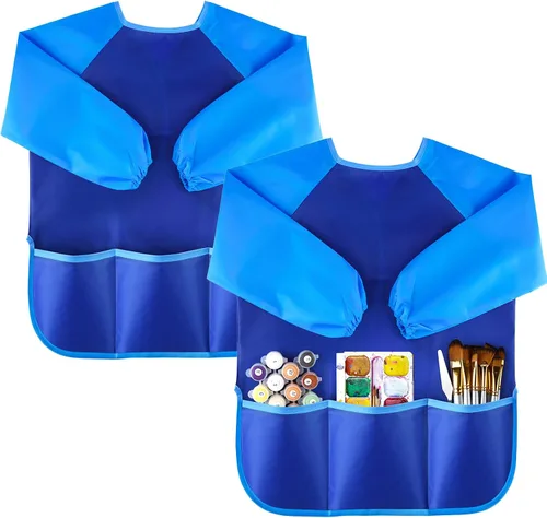 Vista 14 de KUUQA Delantal para Arte Impermeable para Niños, Delantales de Arte para Niños, Suministros para Pintar (Pinturas y pinceles no incluidos)