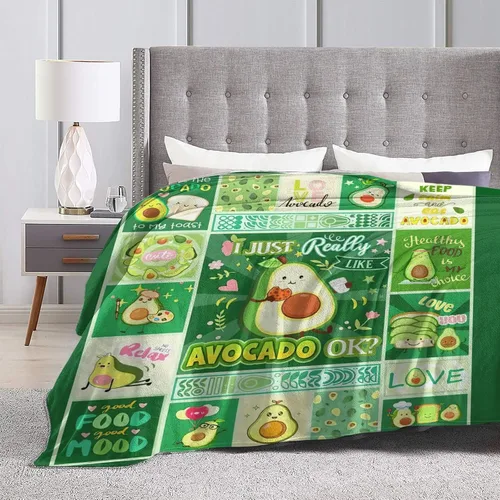 Vista 9 de SweetFox Manta de aguacate, divertida y bonita manta de decoración de aguacate, regalos para niñas y niños amantes, súper cálida, suave, ligera