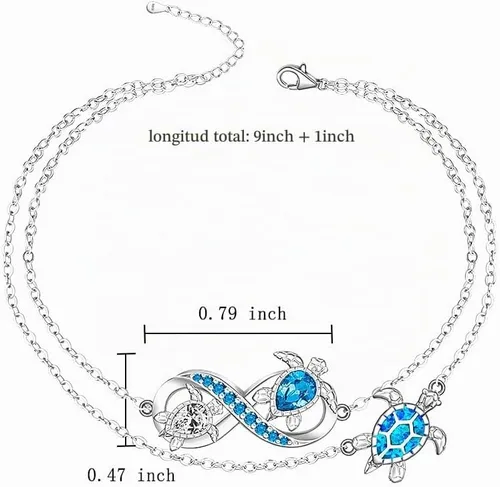 Vista 2 de Fenthring Sea Turtle Anklet Bracelets for Women Sterling Silver Ankle