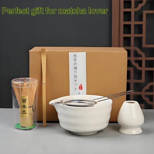 Vista 9 de Juego de batidor de matcha con cuenco matcha, batidor de bambú matcha, cuchara, tamizador, soporte para batidor de matcha, regalos únicos