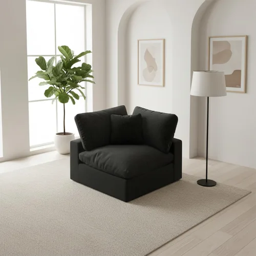 Vista 32 de Sofá modular modular con asiento profundo extra cómodo, sofás modernos negros para sala de estar, apartamento, oficina, espacio pequeño