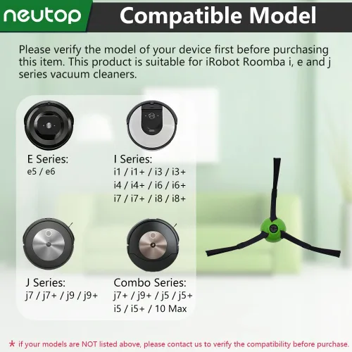 Vista 2 de Cepillo de barrido de bordes compatible con iRobot Roomba e, i y j Series e5, e6, i1, i1+, i3, i3+, i4, i4+, i6, i6+, i7, i7+, i8, i8+, Combo j7+