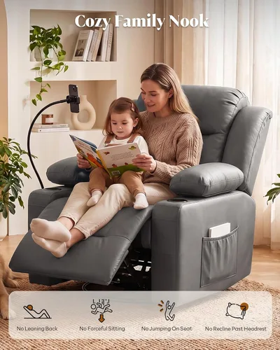Vista 3 de Silla reclinable giratoria eléctrica con reposabrazos ajustables Gris