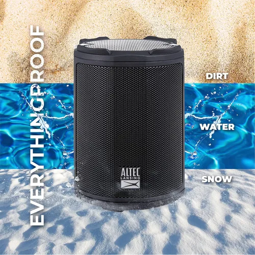 Vista 9 de Altec Lansing - Altavoz Bluetooth inalámbrico HydraMotion con sonido de 360 grados, impermeable IP67 portátil para exteriores, a prueba de golpes, a