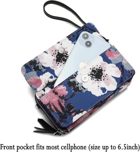 Vista 3 de Lanyani Cartera cruzada RFID con bolsillo para teléfono para mujer, cuero vegano