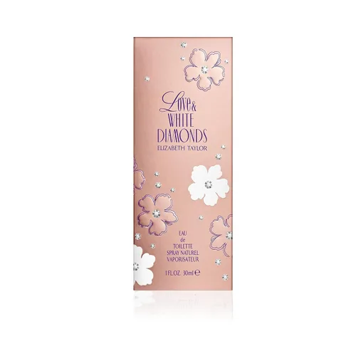 Vista 4 de Elizabeth Taylor Perfume para mujer, Love & White Diamonds, Eau De Toilette EDT Spray, 1 Fl Oz