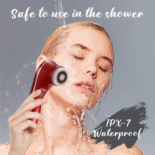 Vista 6 de Cepillo de limpieza facial, limpiador facial eléctrico, cepillo de limpieza facial recargable IPX-7 impermeable giratorio para exfoliación, masaje