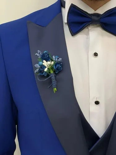 Vista 5 de Trajes ajustados para hombre, traje de 3 piezas de doble botonadura para hombres, boda, fiesta, negocios, chaleco y pantalones con corbata
