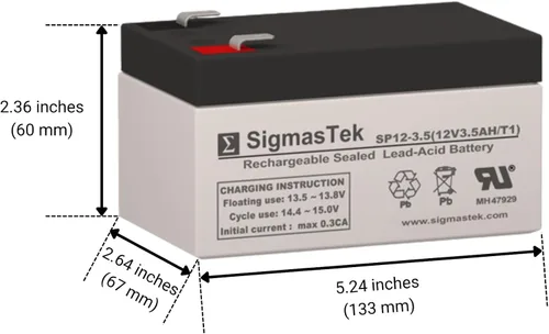 Vista 2 de SigmasTek Batería original SP12-3.5 (T1) SLA AGM 12V 3.5Ah F1
