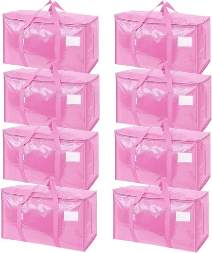 Vista 22 de TICONN Paquete de 2 bolsas de mudanza extra grandes resistentes con cremalleras y asas de transporte, bolsas de almacenamiento duraderas