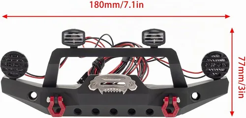 Vista 3 de Barra Protectora de Parachoques Delantero/Trasero Anticolisión de Aleación de Aluminio con Luces LED Compatible con Axial SCX10 90046 TRX-4 SCX10