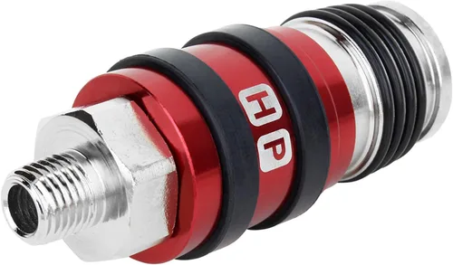Vista 3 de Milton Acoplador universal de escape de seguridad 2 en Uno: 1/4" MNPT x 3/8" flujo corporal, rojo