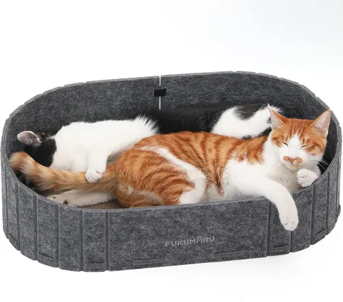 Vista 10 de FUKUMARU Rascador para gatos, cama rascador de gatos con forma de sofá de 24 pulgadas, tabla rascador reversible desmontable para gatos