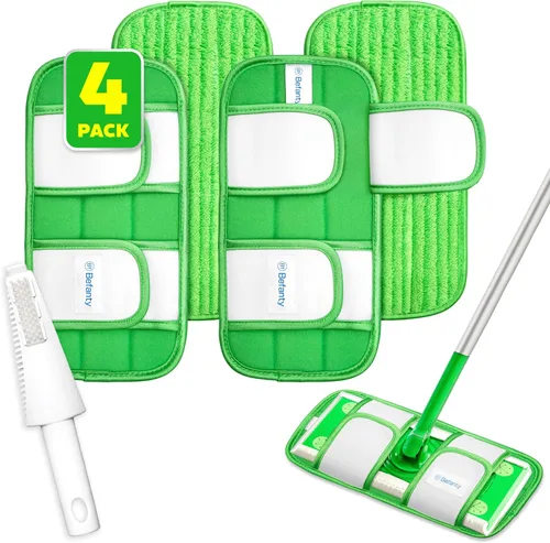 Vista 9 de Paquete de 2 almohadillas de microfibra reutilizables, compatibles con Swiffer Sweeper, paños lavables a máquina, repuestos para limpieza de todos