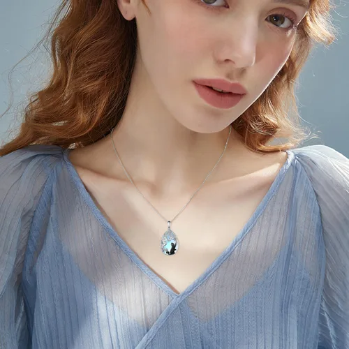 Vista 6 de Feijiesi Animal Necklace Sterling Silver SnakeDeerBatHighland CowPandaKoalaCat Pendant Necklace Animal Jewelry Gifts for Women Girls