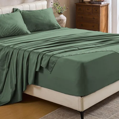 Vista 17 de MEISHANG Sábanas de algodón de 1000 hilos, tamaño Queen, 100% algodón egipcio, tejido satinado, suave y transpirable, certificado Oeko-Tex
