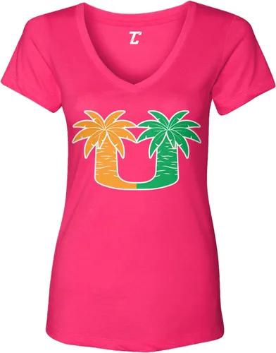 Vista 12 de Palm Trees - College Sports Miami - Camiseta con cuello en V para mujer Negro