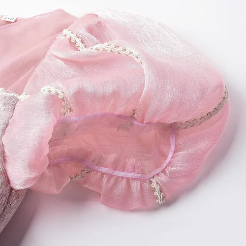 Vista 7 de JerrisApparel Vestido de princesa para niñas, disfraz de princesa de manga abombada con accesorios