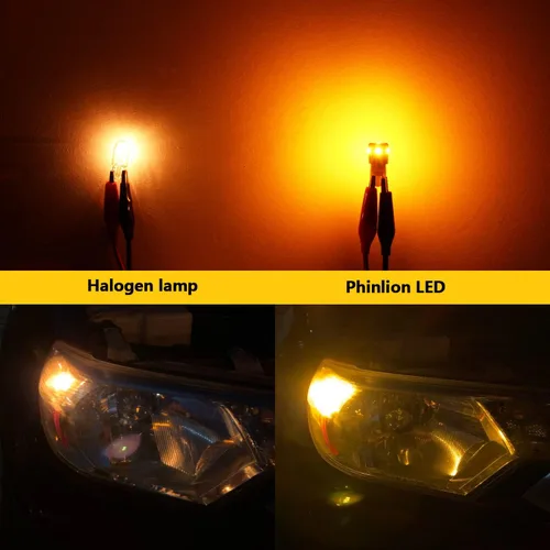 Vista 5 de PHINLION 194 foco LED amarillo ámbar súper brillante 168 2825 2827 T10 W5W miniatura focos LED de repuesto para luces de interior de coche, domo