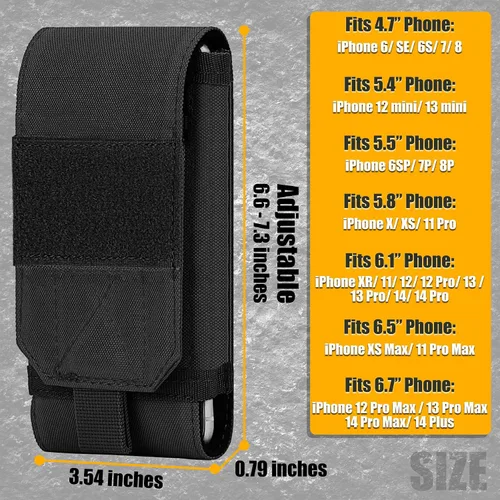 Vista 2 de Funda Táctica Molle para Teléfono, Funda de Cinturón con Asa de Bucle Resistente con Parche de Bandera para iPhone 17 Pro Max/Air/17 Pro/17/16 Pro