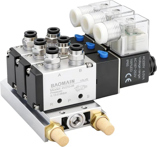 Vista 11 de Baomain 4V210-08 AC 220V 5/32" Quick Fitting 2 Posición 5 W Silenciador Base