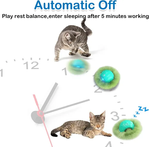 Vista 12 de Waaiio Juguetes interactivos para gatos de interior, bola de gato móvil automática en bolsa, estimulación de chirridos, juego de ejercicios