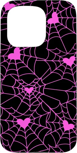 Vista 13 de Carcasa para iPhone 11 con diseño de telaraña, color rosa y negro