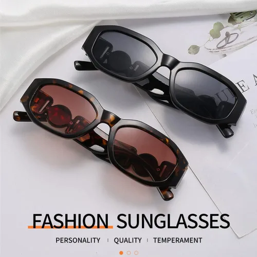 Vista 6 de Dollger Gafas de sol rectangulares para mujer, diseño irregular, de lujo, pequeñas gafas de sol con protección UV