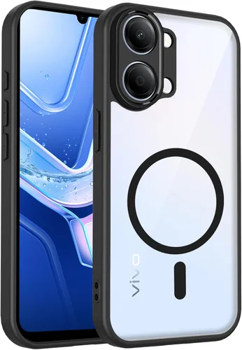 Vista 686 de Funda magnética transparente compatible con Xiaomi 17T, color negro 2 en 1 PC + TPU cubierta de teléfono a prueba de golpes, carcasa protectora