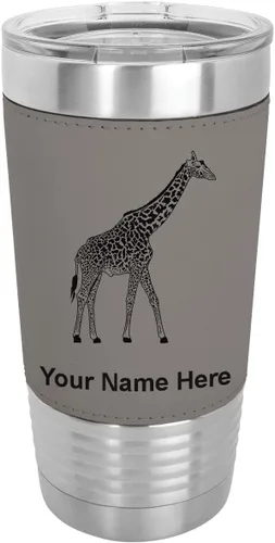 Vista 16 de LaserGram Vaso aislado al vacío de 20 onzas, jirafa, grabado personalizado incluido (piel sintética, estilo béisbol)