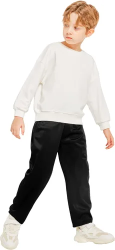 Vista 7 de Resinta Paquete de 4 pantalones deportivos para niños, pantalones deportivos de forro polar con bolsillos y cordón
