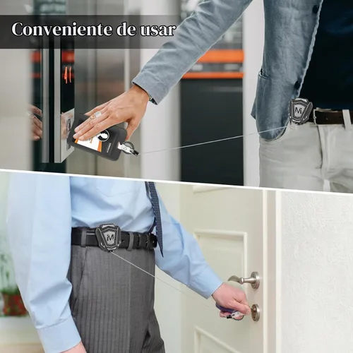 Vista 4 de 1 paquete de llavero retráctil resistente con clip para cinturón, carrete retráctil para insignia de identificación con cable de acero de 31.5
