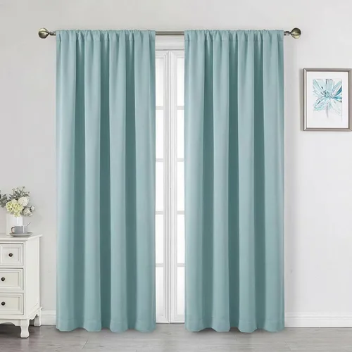 Vista 117 de Cortinas opacas para dormitorio, sala de estar, juego de 2 paneles de 54 pulgadas de largo, cortinas de oscurecimiento de habitación con aislamiento
