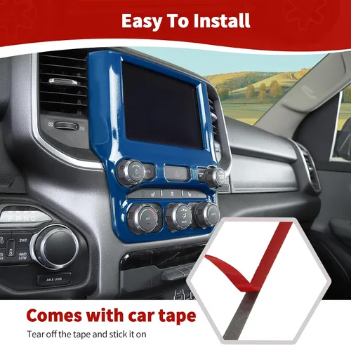 Vista 5 de RT-TCZ para RAM Azul Cubierta de Panel de Control de Aire Acondicionado para Tablero para Dodge RAM 2018 en Adelante Accesorios Interiores Azules