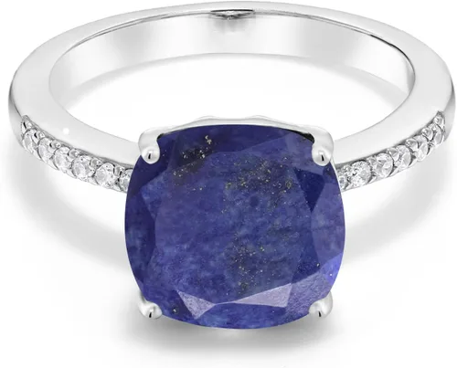 Vista 54 de Gem Stone King Anillo de compromiso de plata de ley 925 con piedra preciosa de corte cojín de 0.39 pulgadas Anillo de compromiso de aniversario